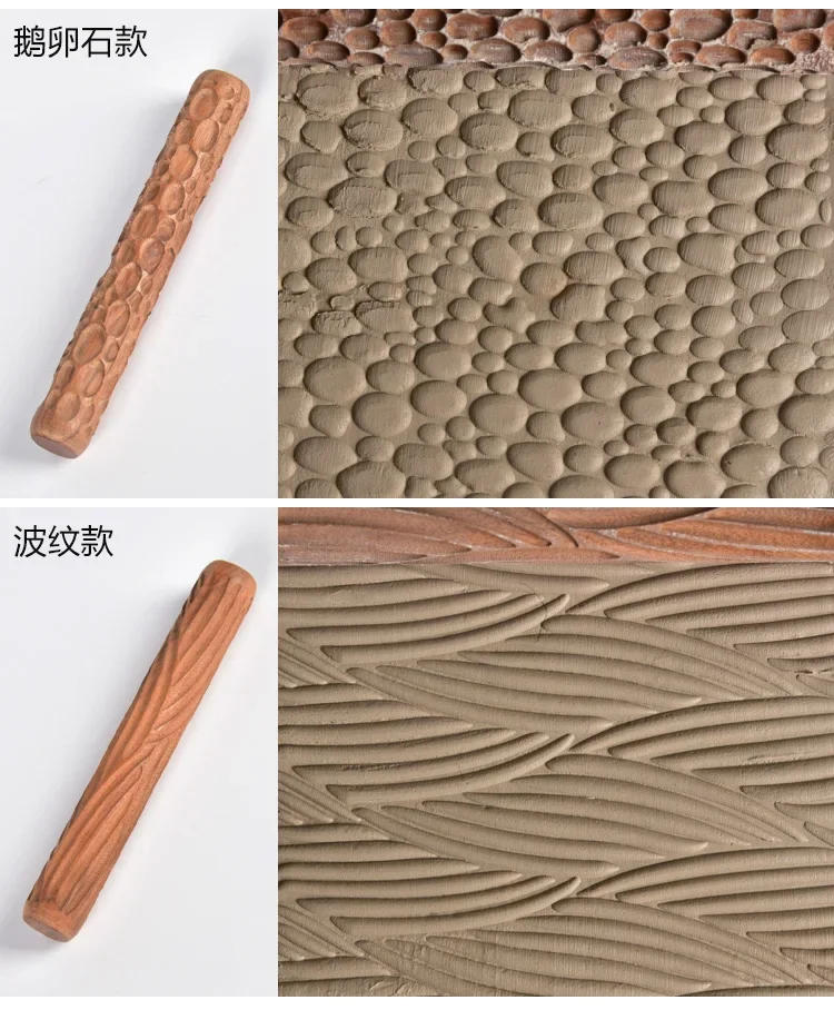 Description Picture 5 of itemNew Pottery Tools Wood Hand Rollers for Stamp Pattern Roller Pattern Ceramic Clay Sculpting Tools  Polymer Molds