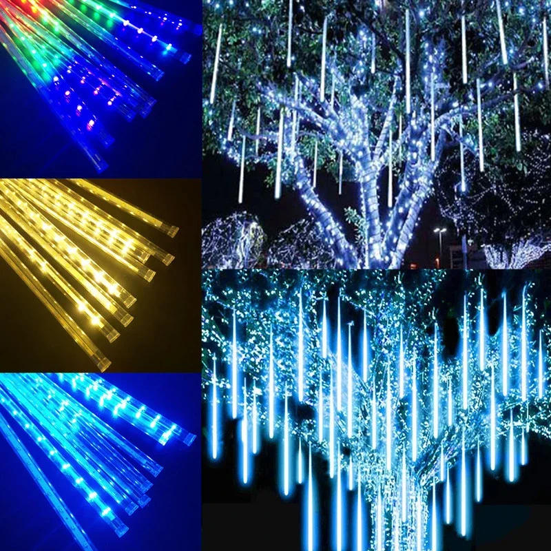 Description Picture 5 of itemOutdoor Christmas Decor 1/2/3/4 Set LED Meteor Shower String Lights Holiday Lighting Garden Party Decorations Rain Drop Falling