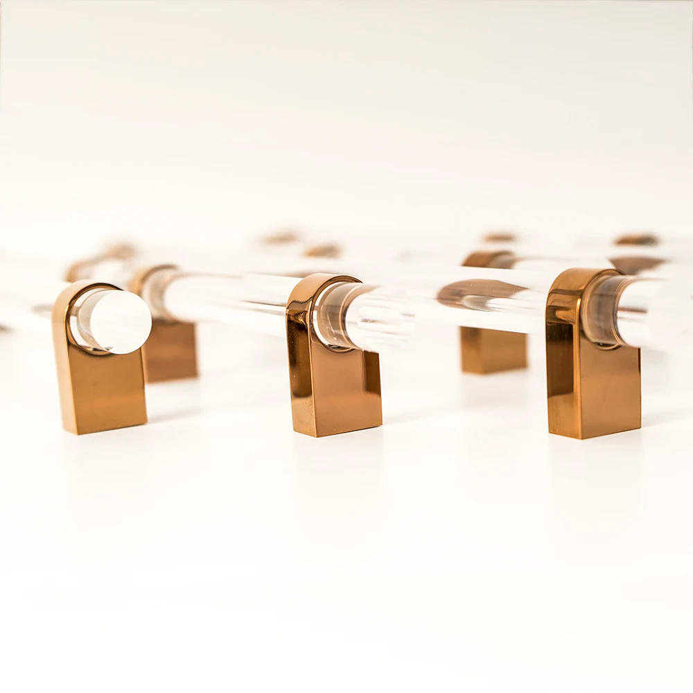 Description Picture 4 of itemAcrylic + Rose Gold Solid Brass Knob for Furniture Handles and Knobs Kitchen Doors Cabinet Drawer In Funiture Pulls