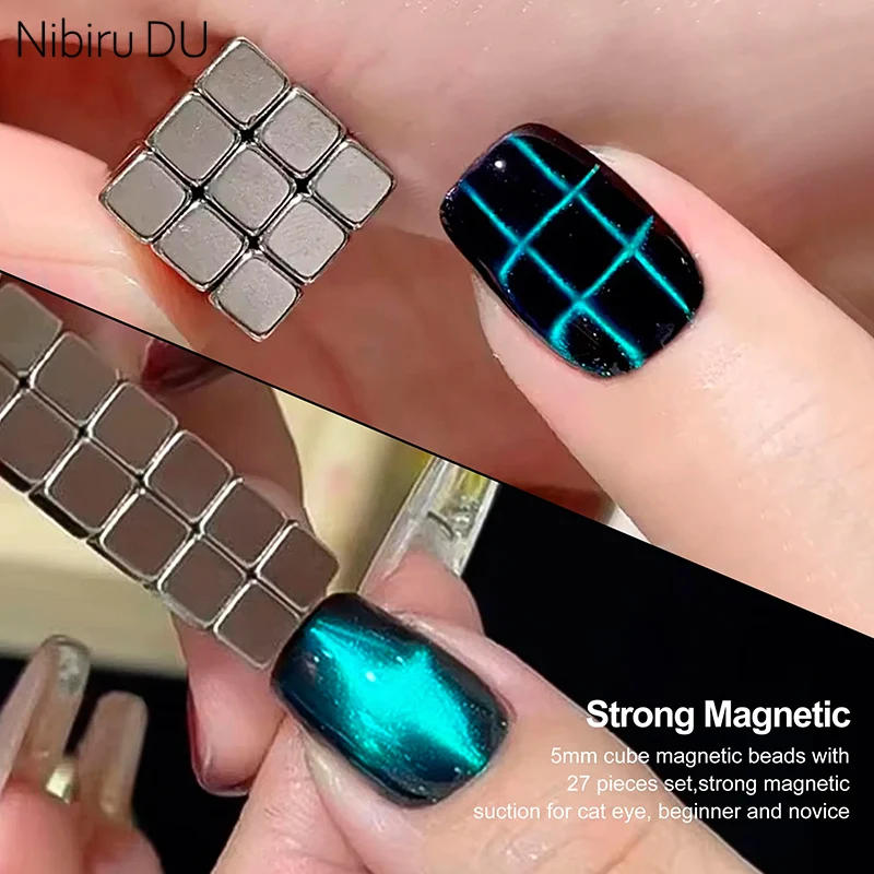 Description Picture 2 of item27Pcs Multi-Function Strong Magnet Cube Cat Magnet For Nail Gel Polish Nail Magnetic Stick Square Round Magnet Manicure Tools