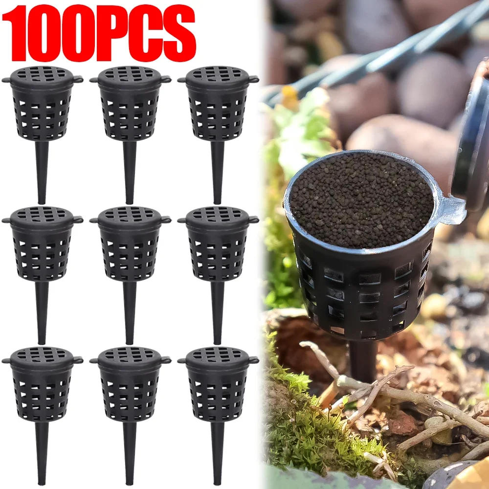 Description Picture 4 of item100/20Pcs Plant Fertilizer Baskets Dome Case Plastic Automatic Nursery Pots With Lid Plant Bug Portable Bonsai Cover Box Tools