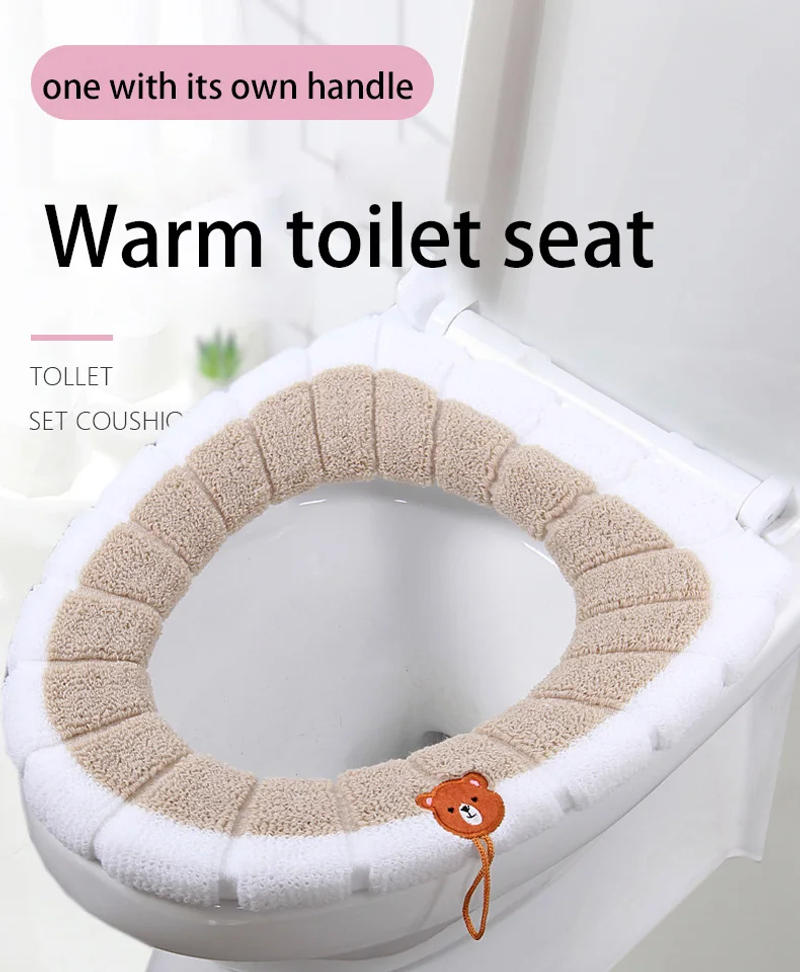 Description Picture 2 of item1PC Warm Comfy Toilet Seat Cover Bathroom Toilet Seat Closestool Washable Soft Warmer Mat Cover Pad Cushion Tapa WC Mat F1128
