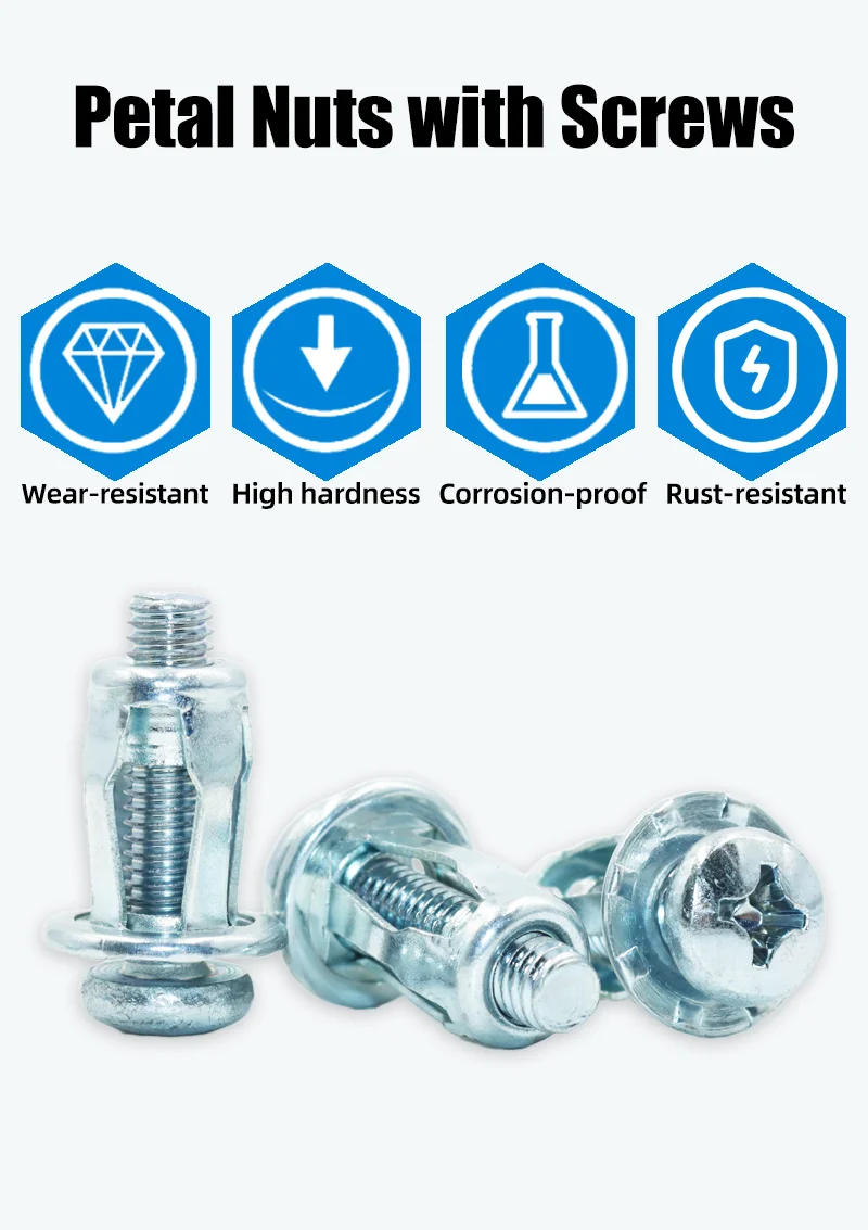 Description Picture 2 of itemup to 50p Jack Nuts Screw Petal Screw Anchor Petal Expansion Plug for Curtain Expansion Clamp Petal Rivet Lock License Jack Nut