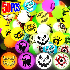 10-50Pcs Halloween Glow in The Dark Bouncing Ball Toy Kids Trick or Treat Gift Goodie Bag Filler Halloween Party Favors Supplies