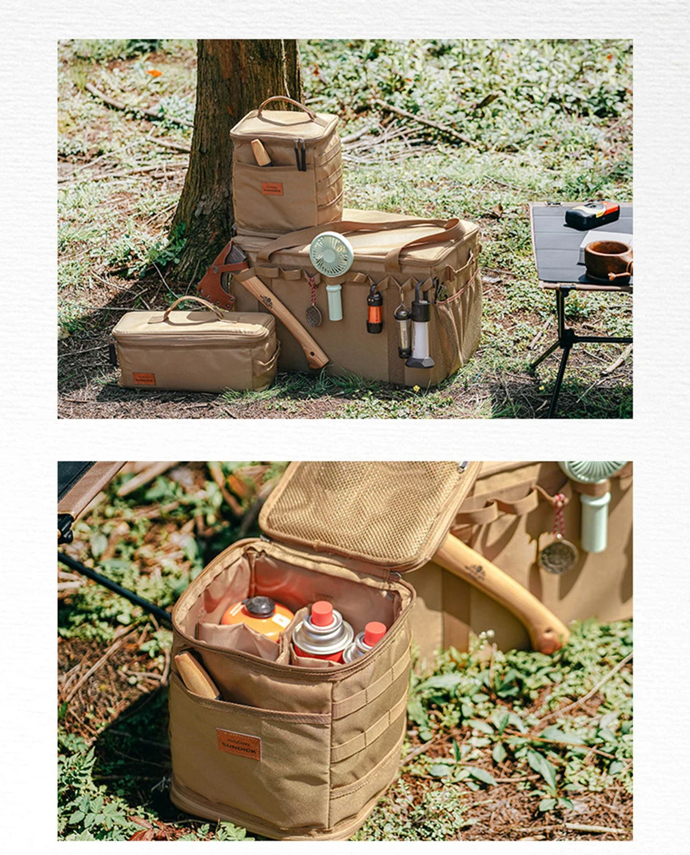 Description Picture 3 of itemCamping Storage Bag Cooking Utensil Organizers MOLLE Bag Portable Gas Canister Tableware Handbag Picnic Package Camping Supplies