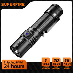 Latest SUPERFIRE A20 Powerful EDC Flashlight Waterproof Torch 1700m Spotlight USB Rechargeable 5 Modes Outdoor Lantern