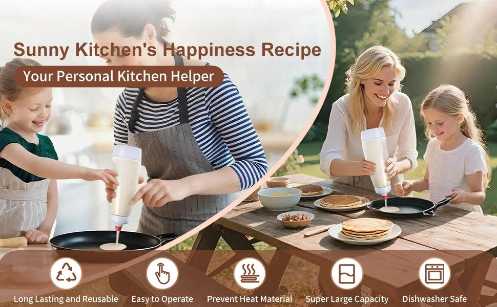 Description Picture 2 of itemPancake Batter Dispenser with Blender Ball, Pancake Mixer Kitchen Batter Squeezer Bottle Suitable for Cupcake, Pancakes, Muffins