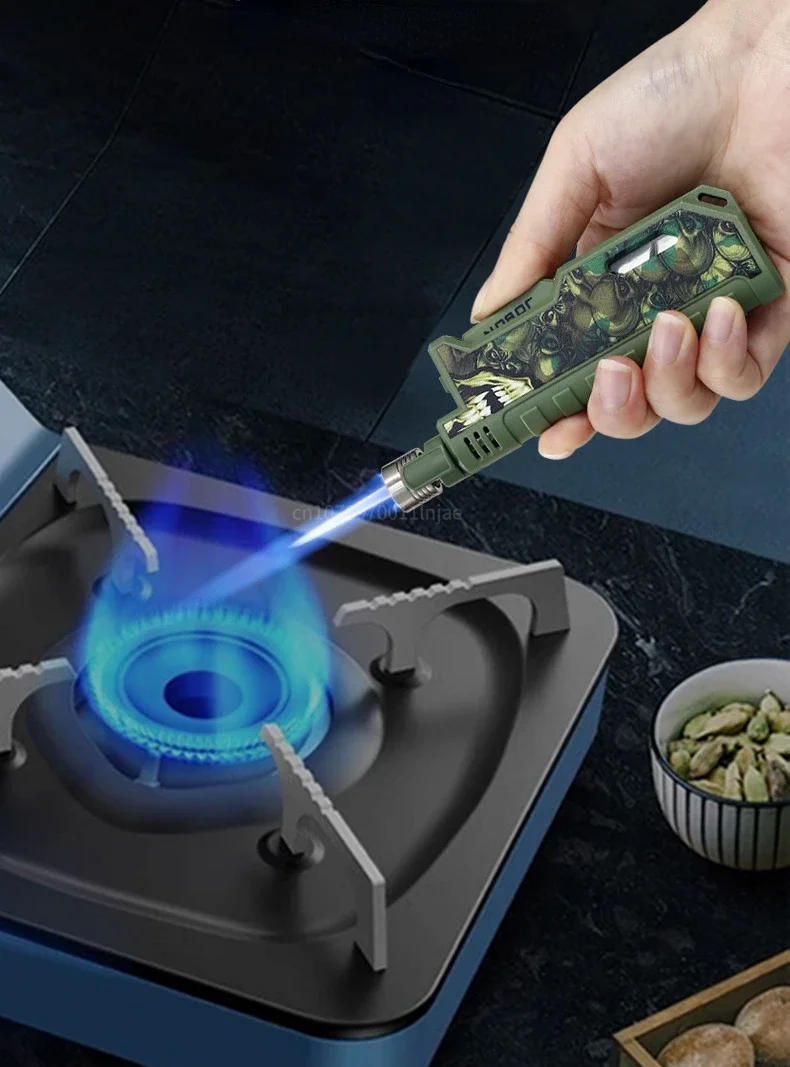 Description Picture 2 of itemJOBON Metal Outdoor Windproof Butane Gas Cigar Lighter with Retractable Rod Ignition Sparkling Gun Kitchen Camping Men's Tool