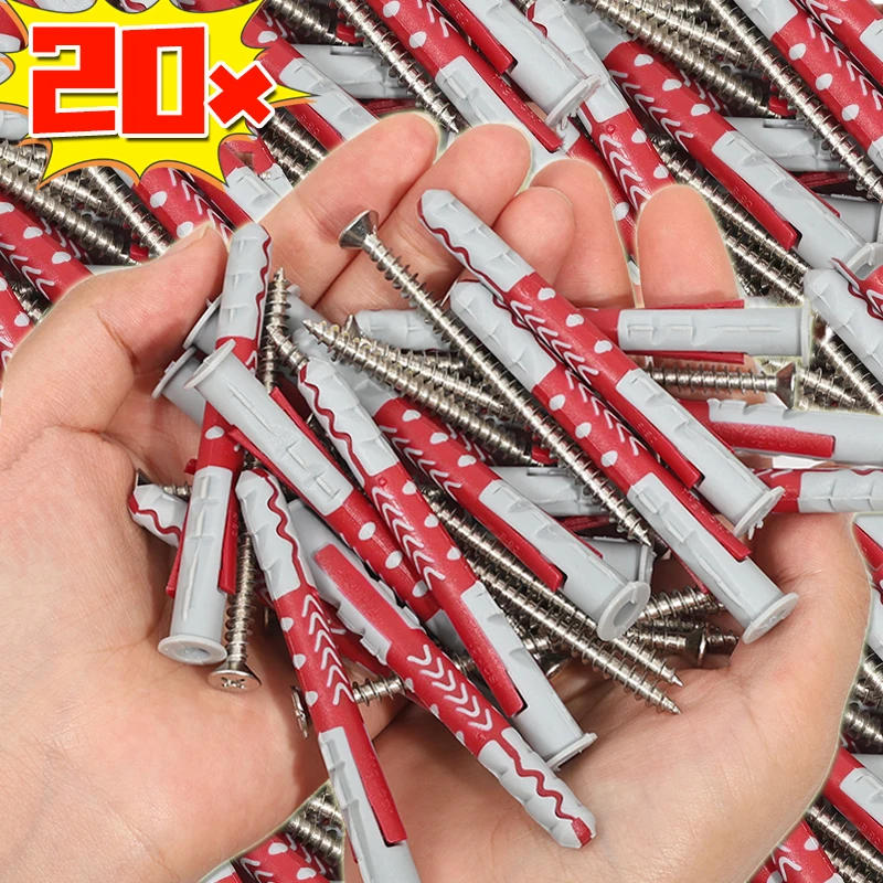 Description Picture 4 of item1/20PCS Expansion Pipe Self Tapping Screw Sets Drilling Plug Concrete Wall Plug Expansion Bolt Fasteners Anchors Hardware Tools