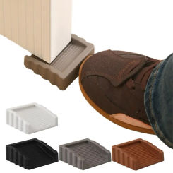 Wooden Floor Doorstop Anti-slip Heavy Duty Rubber Door Stopper Windproof Design Wedge Wall Protector Set for Carpet Tile Wooden