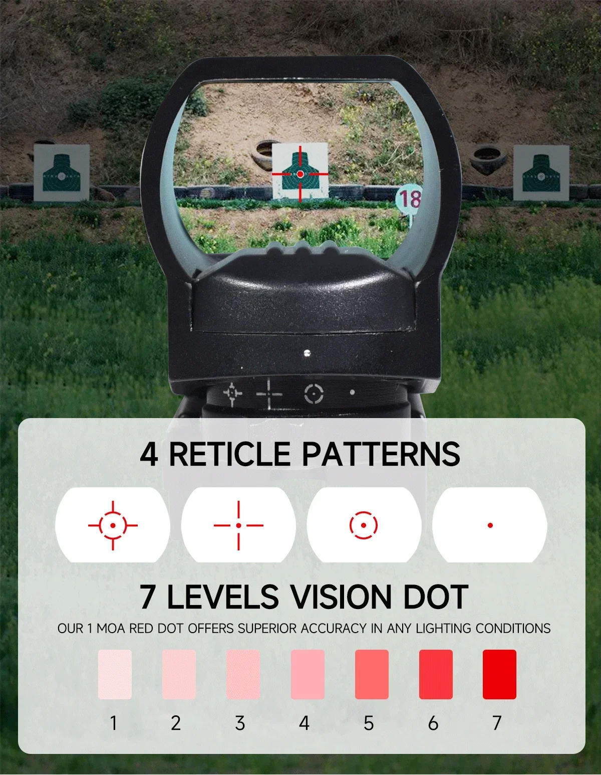 Description Picture 5 of itemHD103R Red Dot Sight WithType-C USB Rechargeable Sight 4 Reticle Optics Red Dot Scopes Airsoft Hunting Tactical Rifle Scope