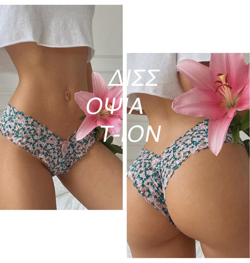 Description Picture 5 of itemMeet'r Women Sexy Flowers Panties Low-waist G String Thong Underwear Female Temptation Breathable Lingerie Ultra Thin Intimates