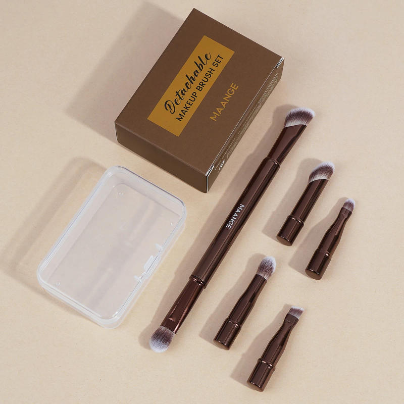 Description Picture 2 of itemMAANGE Double Ended Makeup Brush Set Detachable Travel Contour Concealer Brush Set Eyeshadow Brush Face Cosmetic Tools with Box