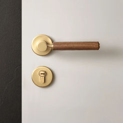 Soild Brass Mute Door Lock Lever Set Interior Black Walnut Door Lock Handle Anti-theft Gate Lock Furniture Hardware for Bedroom