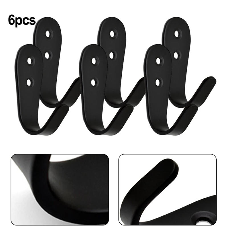 Description Picture 5 of itemBathroom Bedroom Coat Single Hook Towel Hanger Holder 4pcs Accessories Black Hardware Tool Heavy Duty Small Solid Metal