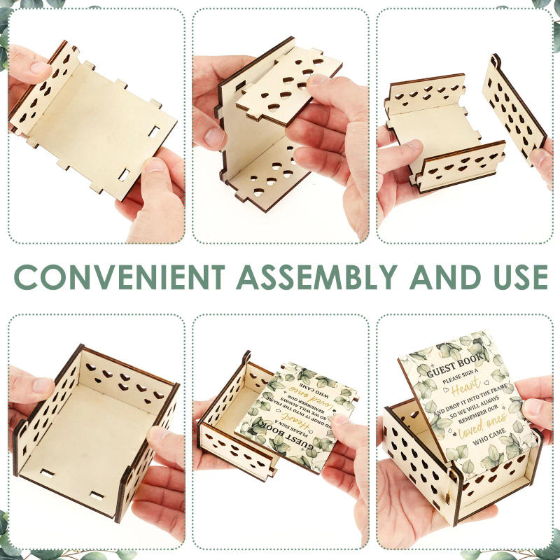 Description Picture 6 of itemWedding Guest Book Wooden Heart-shaped Guest Book Wedding Box Personalized Nuptial Attendee Board Decoration for Reception