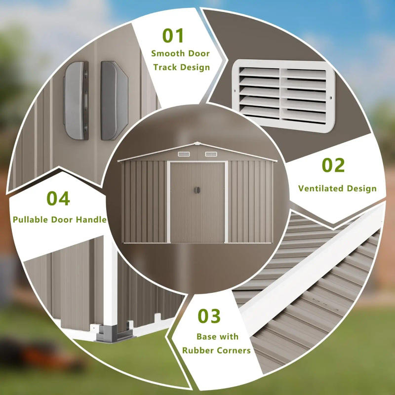 Description Picture 3 of item10'X8' Outdoor Storage Shed Metal Galvanized Tool Shed With Vents & Lockable Sliding Door,Waterproof Backyard Shed For