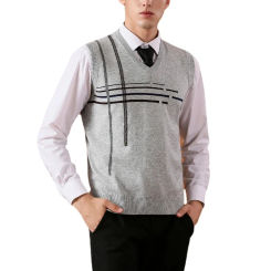 High Quality New Fashion Sleeveless Wool Sweater Men Pullover Knitted Vest Solid V-Neck Men's Sweater  Casual Men Sweaters Vest