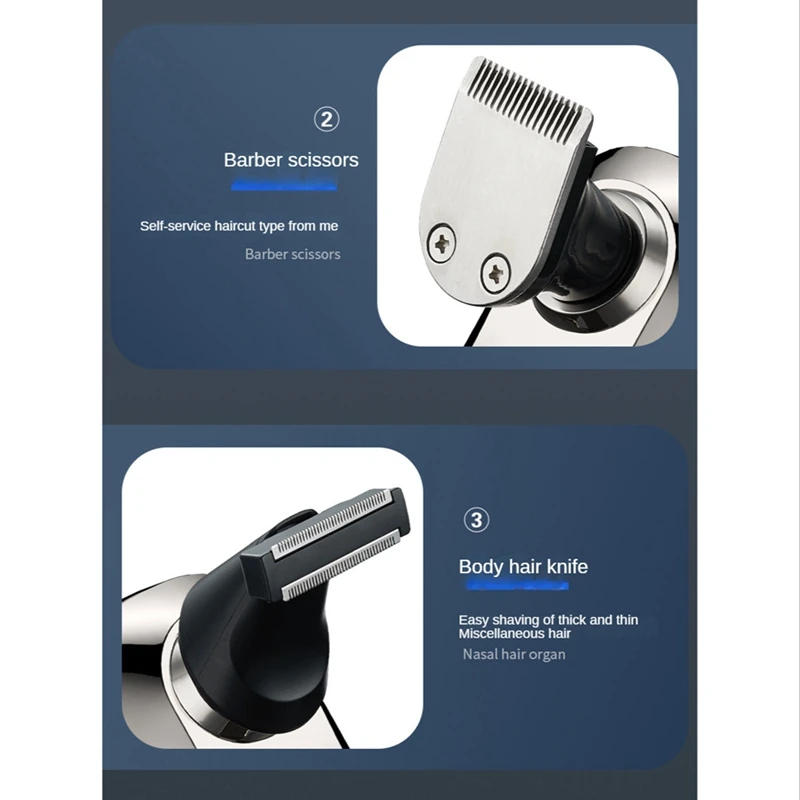 Description Picture 6 of item6 In 1 Nose Ear Hair Trimmer Beard Electric Shaver Multi Electric Shaver For Bald Men LED Display