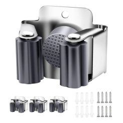 4PCS Mop Broom Holder Wall Mounted Broom Clip Mop Grippers Self-Adhesive No Drilling Mop Broom Racks Hooks
