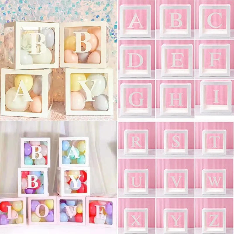 Description Picture 2 of itemTransparent Letter Balloon Box Baby Shower Decorations Happy Birthday Wedding Decor 1st Birthday Party Supplies Balloon Box