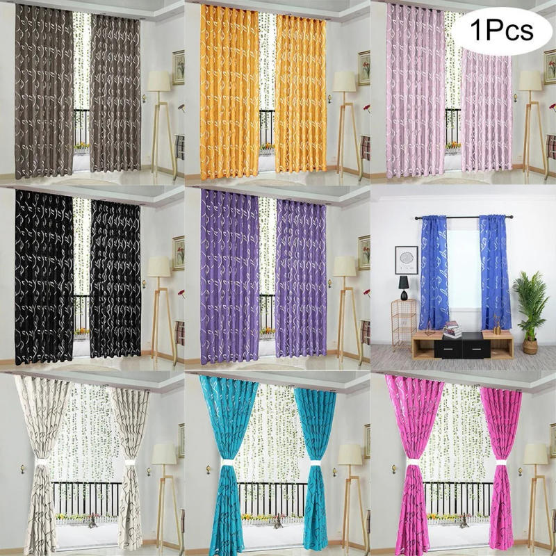 Description Picture 2 of item1 PCS Vines Leaves Tulle Door Window Curtain Valances Solid Color Tulle Curtains Home Decor Party Decor 100X130cm