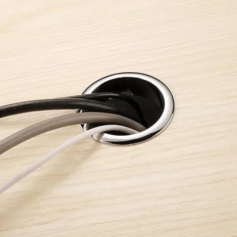 Description Picture 6 of itemHot Metal Desk Wire Hole Cover Base 60mm Table Cable Outlet pc Grommet Port protector Cabinet vent decor ring Furniture Hardware