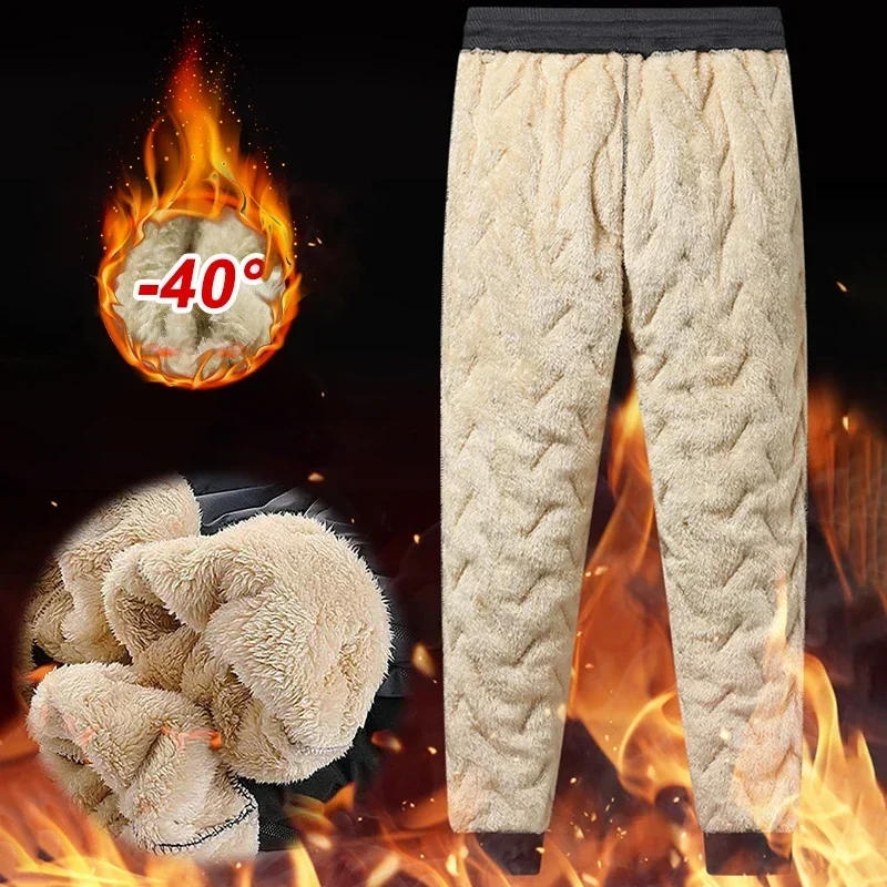 Description Picture 5 of itemThicken Sweatpants Men Winter Warm Lambswool Outdoors Casual Windproof Jogging Pants Brand High Quality Trousers Streetwear Men