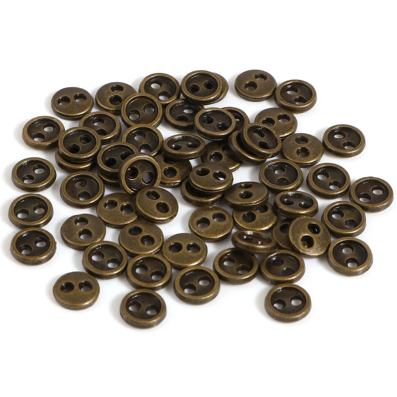 Description Picture 6 of item50Pcs 3/4/5/mm Metal 2 Holes Round Buttons for DIY Craft Doll Clothes Buckles Handmade Making Buttons Sewing Garment Accessories