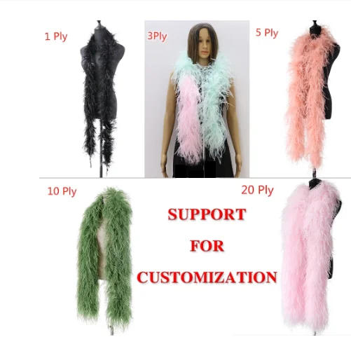 Description Picture 4 of item2Meter Ostrich Feather Boa Natural Feather Boa Plumes for Wedding Costume Party Decoration Thick 4/6/10Ply Plume Accessory Shawl