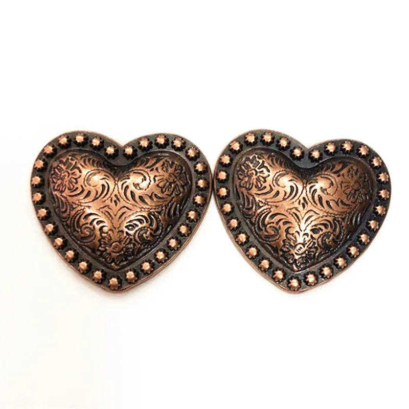 Description Picture 4 of itemWestern Headstall Horse Tack Love Heart Antique Silver Floral Berry Saddle Leathercraft Conchos Screw Back