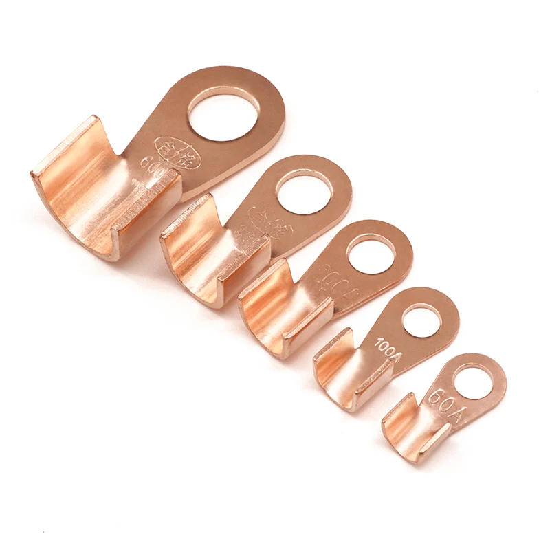 Description Picture 5 of itemWire Terminal OT Type 3A 5A 10A 20A 30A 40A 50A 60A 80A Red Copper Bare Nose Lugs Crimp Open Mouth Cable Connector Splice