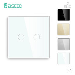 Bseed EU UK Standard Touch Switch Capacitive Luxury 1/2/3Gang 2Way Wall Switch Glass Panel Touch Light Switch Black White Gold