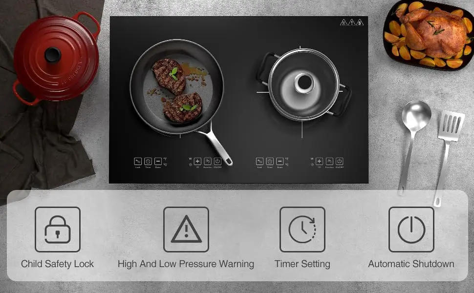 Description Picture 6 of itemDouble Induction Cooktop, 110V 4000W Electric cooktop,Hot Plate LED Sensor Touch Energy-Saving Portable Induction Cooktop with C