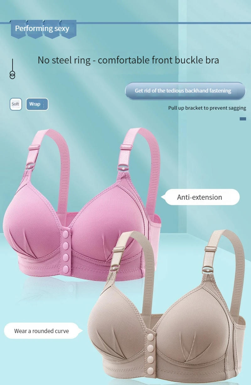 Description Picture 2 of itemNew Large Size Front Button Underwear Sexy Push Up Thin Cup Button Undershirt Type Middle-aged Mother Bras Ropa De Mujer Sütyen