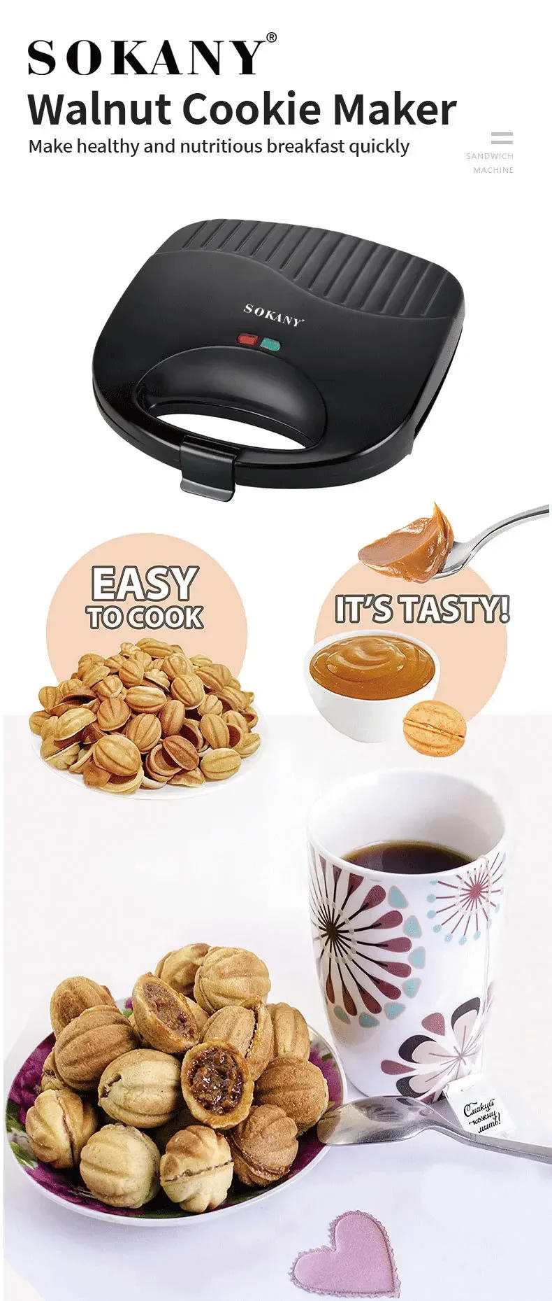 Description Picture 2 of itemHouselin Nuts Mold Skillet - Cookie Candy Maker 12 wells griddle - Walnut Mold Pastry