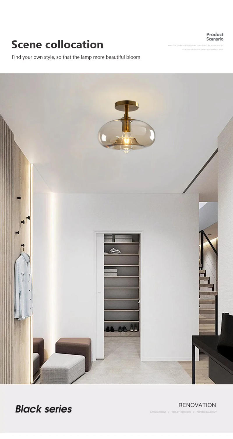 Description Picture 5 of itemModern LED Glass Ceiling light Minimalist Cloakroom Balcony Bedroom Dining Room Lighting Hallway Lamp Indoor lighting