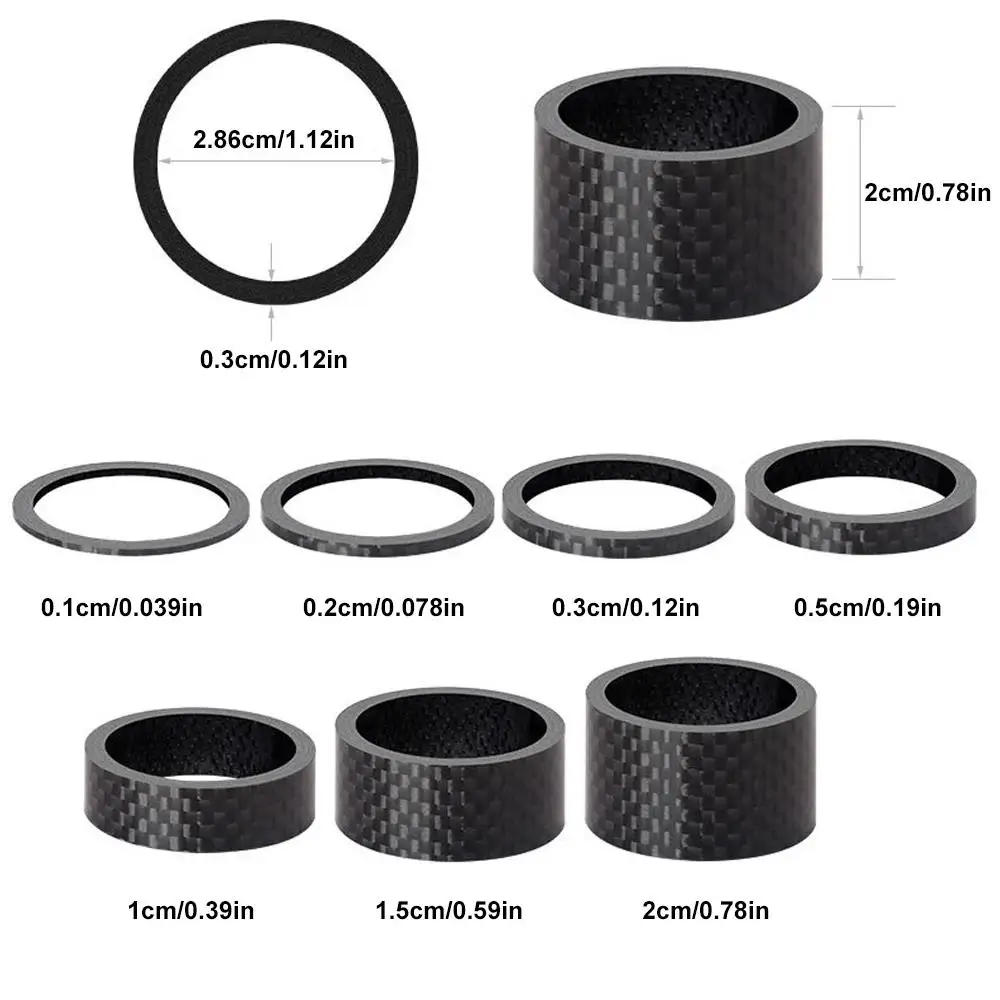 Description Picture 6 of itemCarbon Fiber Bike Headset Spacer Kit 1/2/3/5/8/10/15/20mm MTB Bike Headset Rings Bicycle Headset Spacer Kit for 28.6mm
