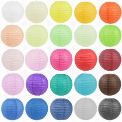 4/6/8/10/12/14/16inch Round Paper Lantern Multicolor Chinese Lanterns Paper Ball Wedding Birthday Party Hanging Home Decoration