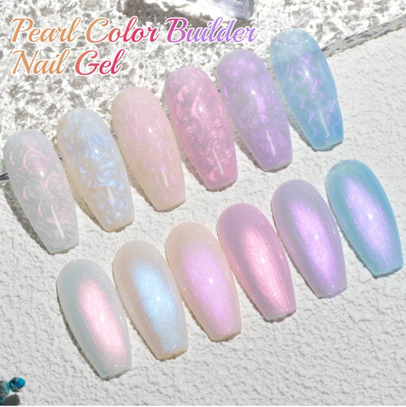 Description Picture 2 of itemPUENTE Pearl Color Builder Nail Gel Polish Hema Free Shell Thread Glitter Nail Extension Semi-Permanent Construction Gel Varnish