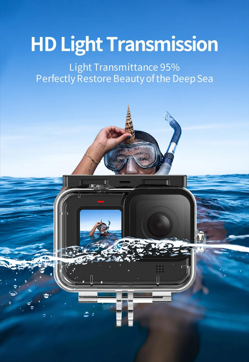 Description Picture 4 of itemTELESIN 60M Waterproof Case For GoPro Hero 13 12 11 10 9 Underwater Diving Housing Cover With Filter Action Camera Accessories