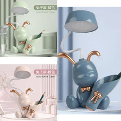 Bear Lamp LED Night Light USB Rechargeable Eye Protection Multifunctional Table Desk Lighting with Pen Holder Learning Cute ABS