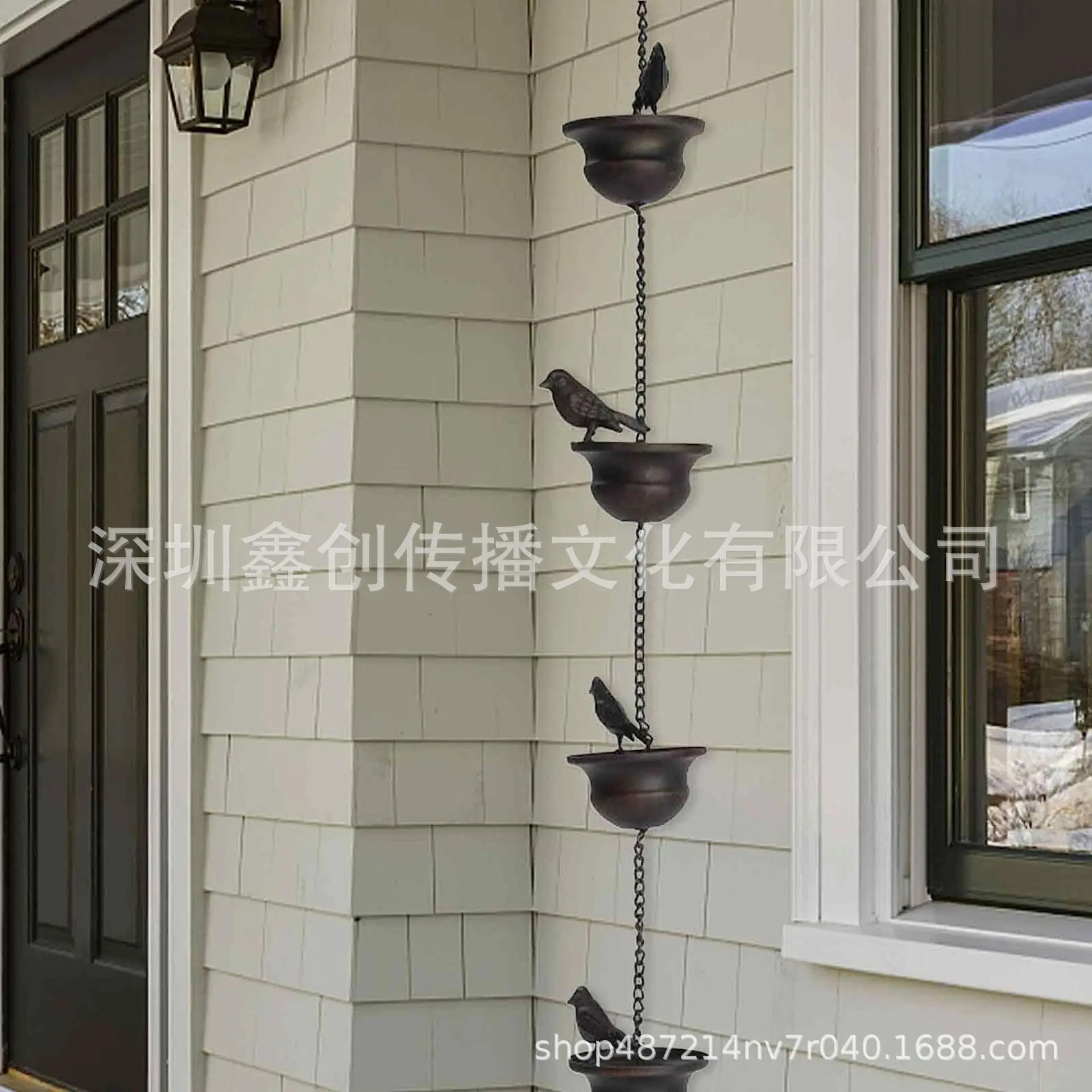 Description Picture 3 of itemCreative Birds On Cups Metal Rain Chain Rain Catcher For Gutter Roof Decoration Metal Drainage Rain Chain Downspout Tool