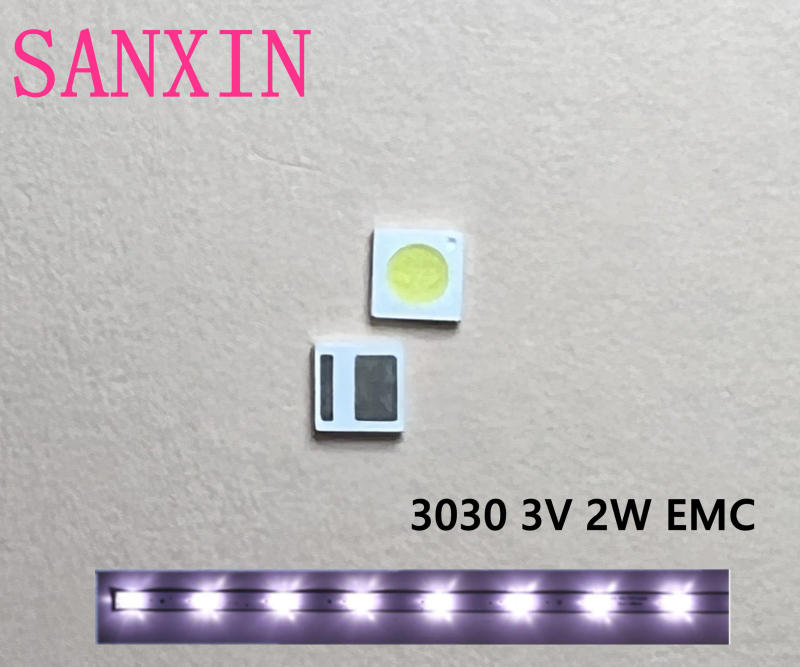 Description Picture 2 of item100PCS/LOT LED Backlight MUXIN 3030 2W 3V 2-Chip EMC LED FOR Cool Cold white LCD Backlight for TV TV Application