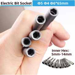 1pcs Diameter 4mm/5mm/6mm Screwdriver Bit 5mm-14mm Hex Sockets Sleeve Nozzles Electric Batch Tips For Electric Screw Driver Tool