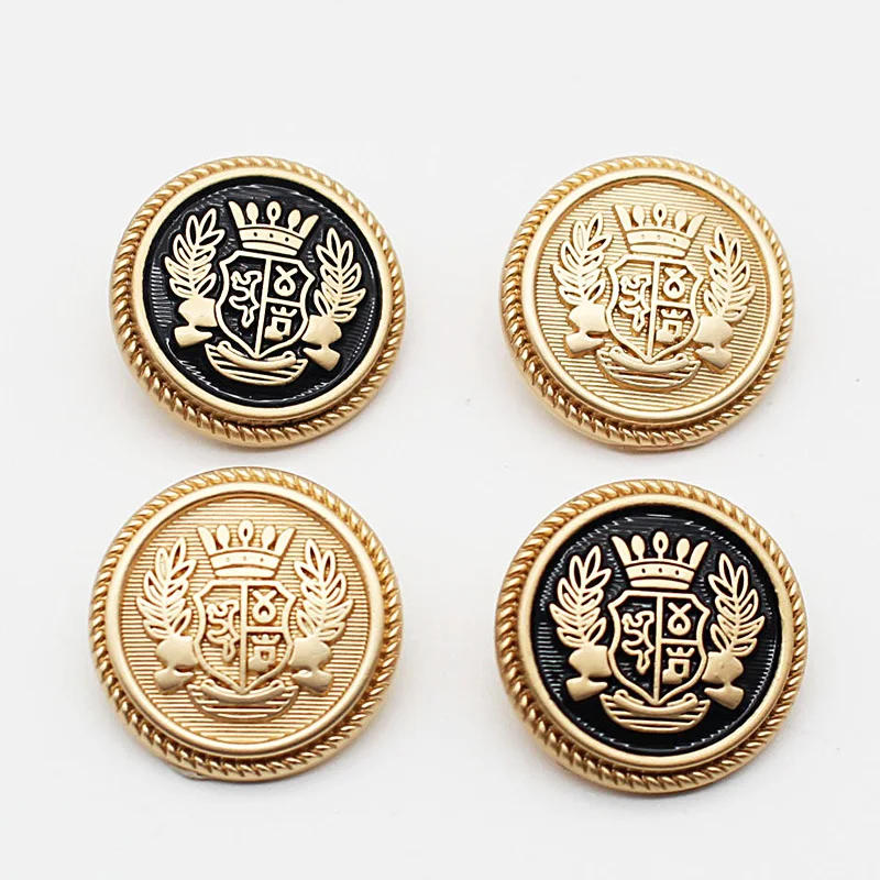 Description Picture 4 of item10Pcs Vintage Metal Round Buttons College Style Crown Pattern Suit Buckles Sewing Jacket Coat Garment Shank Golden Buttons