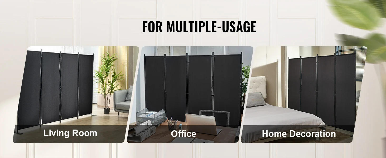 Description Picture 6 of itemVEVOR 4/3/1 Panel Room Dividers Adjustable In Size & Height Freestanding & Foldable Privacy Screen Partition for Office Home