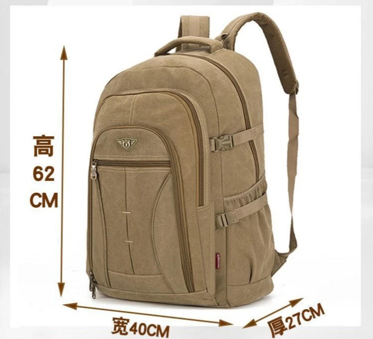 Description Picture 4 of item70L Thick Canvas Camping Backpack Large Capacity Waterproof Outdoor Trekking Travel Climbing Bag Luggage Rucksack Men Hiking Bag