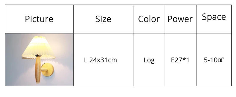 Description Picture 4 of itemModern Simple Study Bedroom Bedside Wall Lamps Hotel Guest Room Entrance Log Wind LED Full Spectrum Pleated Umbrella Wall Lamp