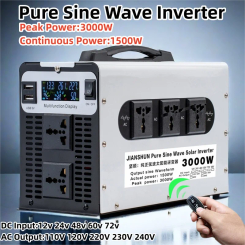 Pure Sine Wave Inverter 3000w Power DC 12V 24V 48V 60V 72V To AC 110V 220V Voltage 50/60HZ Converter Solar Car Inverter With LED
